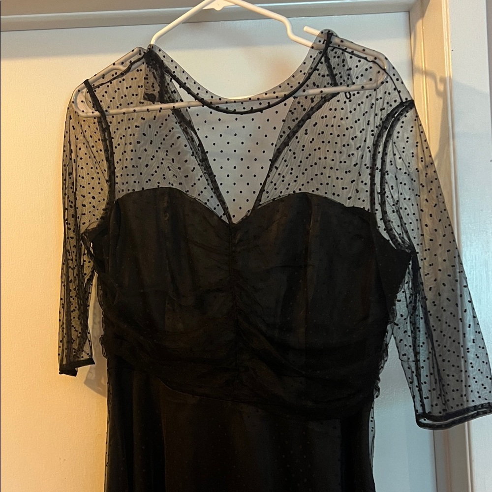 Voodoo Vixen Black Sheer Polka Dot Dress